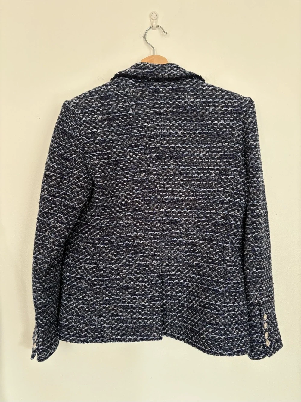 Generation Love || Eliza Tweed Blazer Jacket in Navy Melange Medium